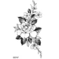 Adesivo Tatuaggio Rosa SS747 Nero Bianco Floreale Arte Corporea Temporanea per Mano Collo - SS747