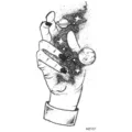 Tatuaggio temporaneo mano cosmica adesivo impermeabile arte linea nera design MZ137 - MZ137