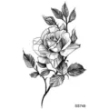 Adesivo per tatuaggio temporaneo con fiore di rosa in bianco e nero variante d'arte. - SS748