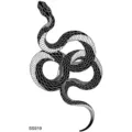 Temporary tattoo sticker black snake coiled design waterproof body art transfer decal - Snake Floral Pattern (SS919) / 9.8x5.8cm