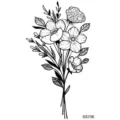 Adesivo per tatuaggio temporaneo floreale bouquet arte linea nera mano collo design corpo - SS706