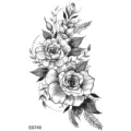 Sticker adesivo per tatuaggio rosa nera arte corporea floreale temporanea per collo - SS749