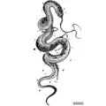 Black snake temporary tattoo sticker for hand neck body art transfer design SS920 - Snake Floral Pattern (SS920) / 9.8x5.8cm