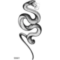 Black snake temporary tattoo sticker for hand and neck, waterproof line art body art design - Snake Floral Pattern (SS921) / 9.8x5.8cm