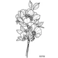 Adesivo per tatuaggio temporaneo floreale in bianco e nero design linea botanica - SS708