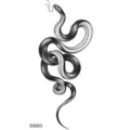 Black coiled snake temporary tattoo sticker, realistic animal design for hand or neck decoration. - Snake Floral Pattern (SS923) / 9.8x5.8cm