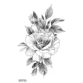 Tatuaggio temporaneo di rosa nero e bianco, elegante design floreale per mano e collo. - SS753