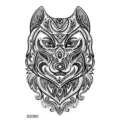Tatouage temporaire loup tribal, motif mandala géométrique noir pour bras jambe. - SS360
