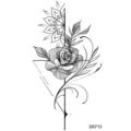 Adesivo per tatuaggio rosa nera geometrico minimalista arte lineare temporaneo impermeabile - SS713