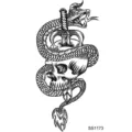 Snake skull dagger temporary tattoo sticker waterproof body art transfer sticker for men women - Snake Floral Pattern (SS1173) / 9.8x5.8cm