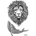 Autocollant de tatouage temporaire avec des motifs géométriques de lion et de baleine. - SS361