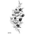 Adesivo per tatuaggio temporaneo floreale in bianco e nero, design elegante per mano o collo. - SS755 / 9.8x5.8cm