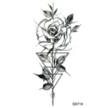 Adesivo per tatuaggio temporaneo di rosa geometrica arte linea nera per braccio o collo. - SS714