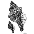 Autocollant de tatouage temporaire coquillage style henna art corporel noir minimaliste - SS362