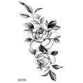 Adesivo per tatuaggio temporaneo floreale in bianco e nero, elegante arte corporea di rose. - SS756 / 9.8x5.8cm