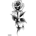 Adesivo per tatuaggio temporaneo con rosa e ragnatela in stile gotico bianco e nero. - SS808