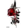 Adesivo per tatuaggio temporaneo rosa pugnale impermeabile corpo mano collo design alla moda - SW590