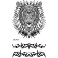 Autocollant de tatouage temporaire transfrontalier avec lion tribal et art de mandala géométrique. - SS363