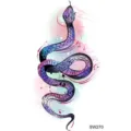 Water transfer snake temporary tattoo sticker, colorful watercolor design, hand back tattoo art. - Snake Floral Pattern (SW270) / 9.8x5.8cm