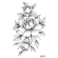 Adesivo per tatuaggio floreale in bianco e nero, elegante design di linee di rose. - SS757 / 9.8x5.8cm