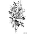 Adesivo per tatuaggio temporaneo di rosa bianca e nera per braccio collo arte corporea - SS758 / 9.8x5.8cm