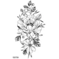 Adesivo per tatuaggio temporaneo floreale nero bianco schizzo arte corporea design - SS759 / 9.8x5.8cm