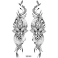 Autocollant de tatouage temporaire floral noir, design de henné symétrique pour la main ou la jambe. - SS365