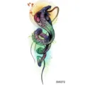 Colorful watercolor cobra snake temporary tattoo sticker for arm, hand, neck, and body art. - Snake Floral Pattern (SW272) / 9.8x5.8cm