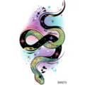Watercolor snake tattoo sticker temporary body art sticker for arm neck hand fashion decor - Snake Floral Pattern (SW273) / 9.8x5.8cm