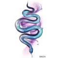 Blue gradient snake temporary tattoo sticker for hand and neck body art waterproof design - Snake Floral Pattern (SW274) / 9.8x5.8cm