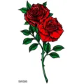 Adesivo per tatuaggio con rosa rossa SW595, elegante body art floreale per mano e collo. - SW595