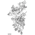 Adesivo per tatuaggio temporaneo con rosa nera e bianca, delicato disegno floreale. - SS763 / 9.8x5.8cm