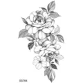 Adesivo per tatuaggio temporaneo rosa nero e bianco disegno schizzo per il corpo - SS764 / 9.8x5.8cm