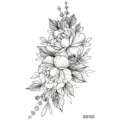 Adesivo per tatuaggio floreale di rose con linee delicate, foglie e bacche per il corpo. - SS765 / 9.8x5.8cm