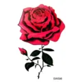 Adesivo per tatuaggio temporaneo di rosa rossa per mani e collo decorazione d'arte - SW598
