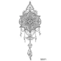 Autocollant de tatouage temporaire style henné, variante fleur mandala noire et pendentif plume. - SS371