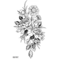 Adesivo per tatuaggio temporaneo floreale rosa nera arte corporea per donne e uomini - SS767 / 9.8x5.8cm