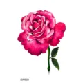 Adesivo per tatuaggio con rosa rosa ad acquerello, accessorio floreale per corpo e braccio. - SW601
