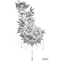 Autocollant de tatouage temporaire noir avec cupidon mignon, fleurs et pendentif mandala. - SS372