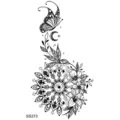 Autocollant de tatouage temporaire avec papillon, lune croissante et motif de mandala. - SS373