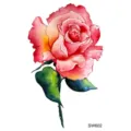 Adesivo per tatuaggio temporaneo rosa acquerello per mano e collo, design floreale realistico. - SW602
