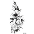 Adesivo per tatuaggio temporaneo floreale in bianco e nero per braccio e collo - SS769 / 9.8x5.8cm