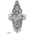 Autocollant de tatouage temporaire mandala floral noir et blanc pour le corps. - SS374