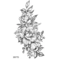Adesivo per tatuaggio temporaneo floreale in bianco e nero, elegante design con linee di peonia. - SS770 / 9.8x5.8cm