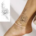 Lotus flower temporary tattoo sticker botanical waterproof body art ankle transfer decal - Lotus Vine Style (FO269) / 15x7CM