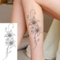 Waterproof floral temporary tattoo sticker for leg and arm, elegant lily vine body art. - Lily Vine Style (FO270) / 15x7CM