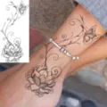 Waterproof temporary tattoo sticker lotus butterfly floral ankle body art design - Lotus Butterfly Style (FO282) / 15x7CM