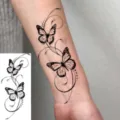 Butterfly temporary tattoo sticker, elegant vine design for hand and arm transfer use easily. - Butterfly Vine Style (FO294) / 15x7CM