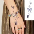 Temporary tattoo sticker featuring elegant butterfly and floral design for wrist and hand wear. - Butterfly Moon Style (FO326) / 15x7CM