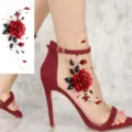 Water transfer temporary tattoo sticker featuring an elegant red rose design for feet and ankles. - Red Rose Style (FO373) / 15x7CM